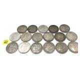x17- Morgan dollars, mixed dates, -x17 dollars,
