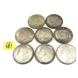 x8- Morgan dollars, mixed dates, -x8 dollars,