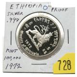 1972 Ethiopian Proof silver coin
