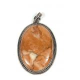 Sterling silver large stone pendant, 1.5" x 2.5"