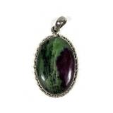 Sterling silver azurite malachite pendant,
