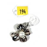 Ann King sterling silver flower pendant with 10mm