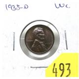 1938-D Lincoln cent, Unc.