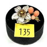Sterling silver matte finish flower ring with