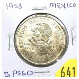 1953 Mexico 5 pesos, Unc.