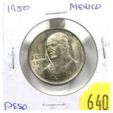 1950 Mexico 1 peso, BU
