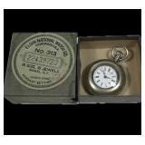 Small Swiss open face pocket watch in nickel case,
