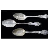 x3- Sterling souvenir spoons, "Hot Springs S.D.,"