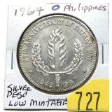 1967 Philippines silver peso