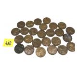 Lot of wheat cents, 26 pcs.