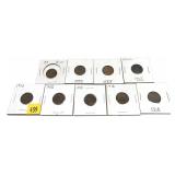 Lot of early wheat cents, 9 pcs.