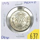 1943 Mexico 1 peso, Unc.