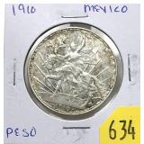 1910 Mexico 1 peso, AU