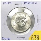 1947 Mexico 1 peso, BU