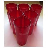 Lot, 6 Vintage Coca Cola Red Tumblers by Carlisle