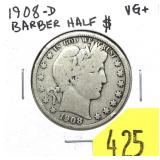1908-D Barber half dollar