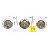x3- Washington quarters, mixed dates,