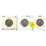 x3- Standing Liberty quarters, mixed dates,
