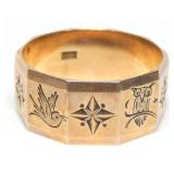 10K Rose gold Victorian engraved band design ring