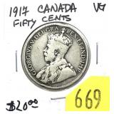 1917 Canadian half dollar