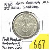 1938 Germany 2 marks silver