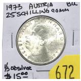 1973 Austrian 25 schillings, BU