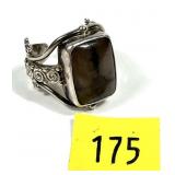 Sterling silver bezel set unique stone ring,