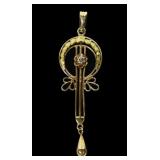 12K Rose and green gold filled vintage lavaliere