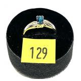 Sterling silver claw set blue paua ring, new,