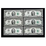 x6- $2 notes, series of 1976, -x6 notes,