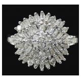 10K White gold round and baguette earth mined