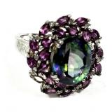Sterling silver oval cut mystic topaz ring with