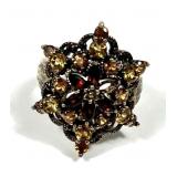 Sterling silver rose gold wash marquise cut garnet