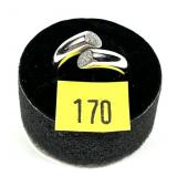 Strerling silver bypass ring with diamond accent