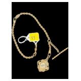 PS Co. 12" gold plated watch chain with compass