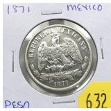 1871 Mexico 1 peso