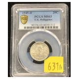 1945-D Philippines 20 cents, PCGS slab certified