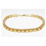 14K Yellow gold 7.25" square cut citrine bracelet,