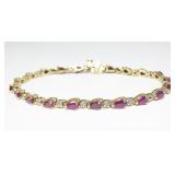 14K Yellow gold 7" pear cut natural ruby and