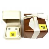 Sterling silver round cut diamond stud earrings,