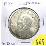 1956 Mexico 10 pesos, Unc