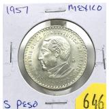 1957 Mexico 5 pesos, Unc