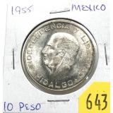 1955 Mexico 10 pesos, Unc