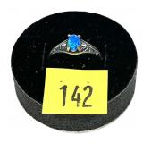 Sterling silver lab blue opal ring, new, size 6,