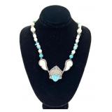 Sajen sterling silver turquoise goddess face 20"