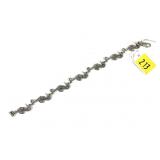 Sterling silver 7.25" seahorses bracelet,