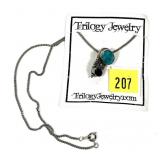 Sterling silver turquoise and garnet pendant