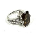 Judith Ripka sterling silver rectangular fancy cut