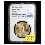 2024 $50 Gold Eagle, NGC slab certified MS-70,