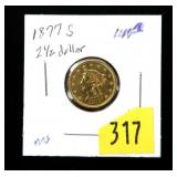 1877-S $2.50 Gold Liberty Quarter Eagle, MS